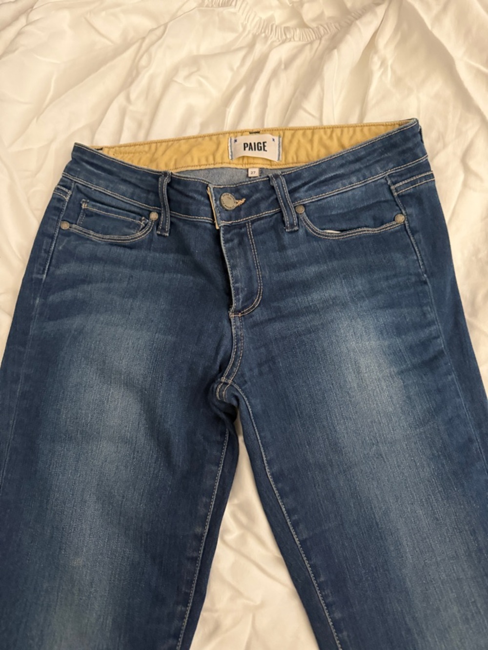 PAIGE Blue Skinny Jeans with Mid Wash